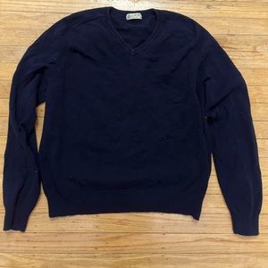 J. Crew Medium V-neck cotton-cashmere navy blue